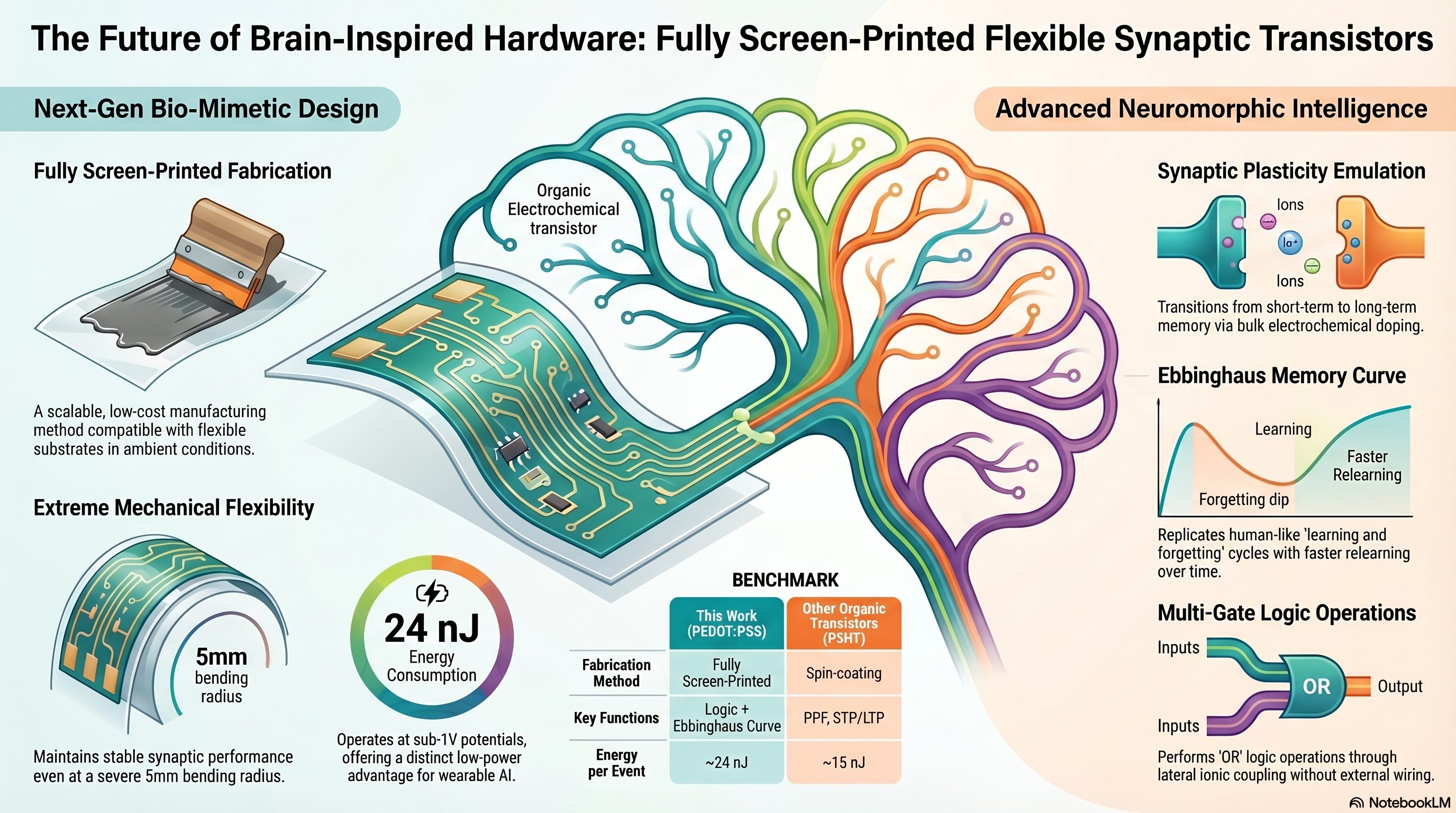 Placeholder graphical abstract: screen-printed neuromorphic OECT
