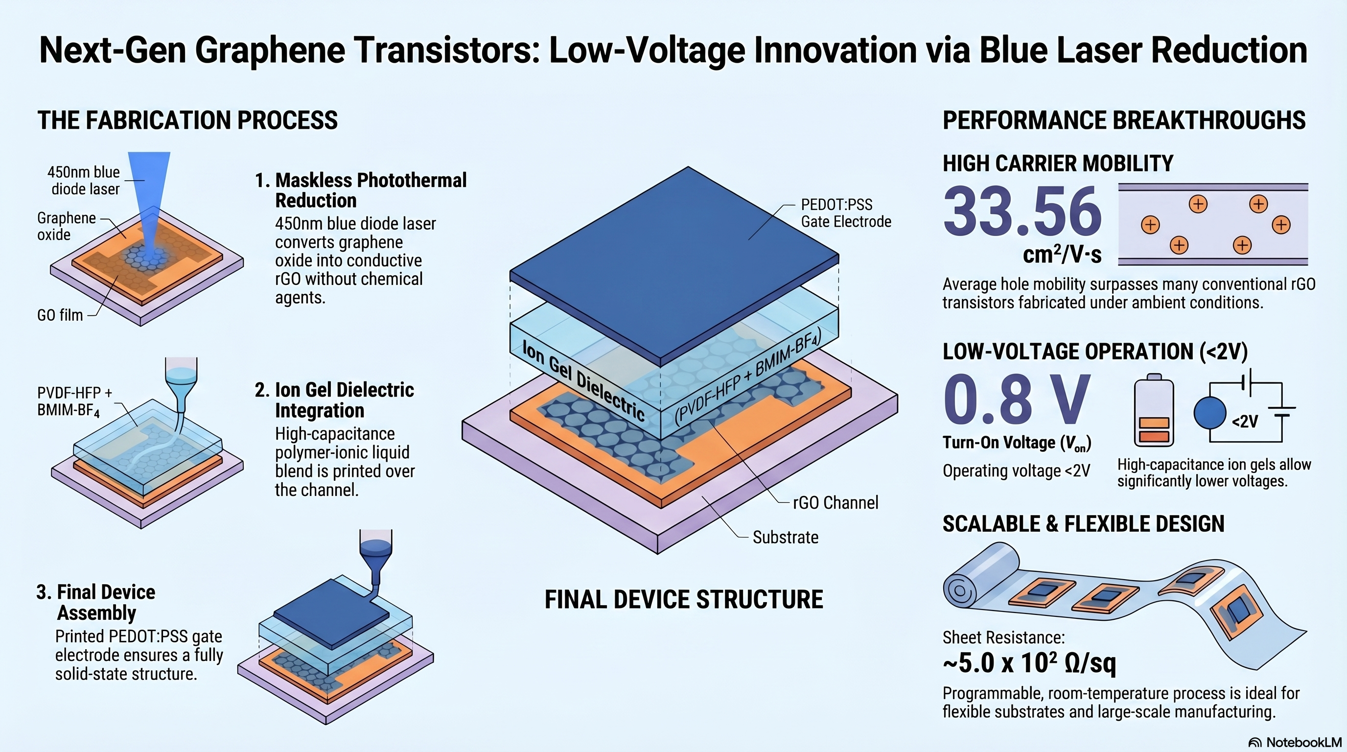 Placeholder graphical abstract: photo-thermally reduced graphene oxide transistor